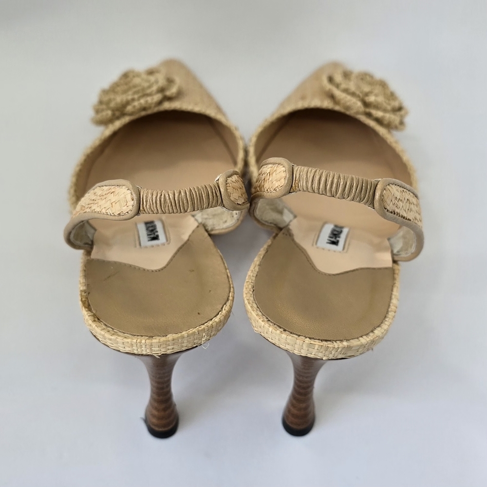 Manolo Blahnik Raffia Slingback Pumps IT36/US6 - Picture 12 of 16